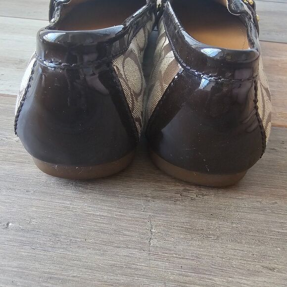 Coach New York Felisha Signature C Loafers Flats US 9B Brown Gold Buckle AS - Picture 4 of 9